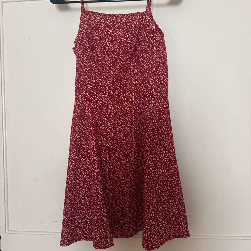 Red Floral Spaghetti Strap A-Line Mini Dress – Size Small